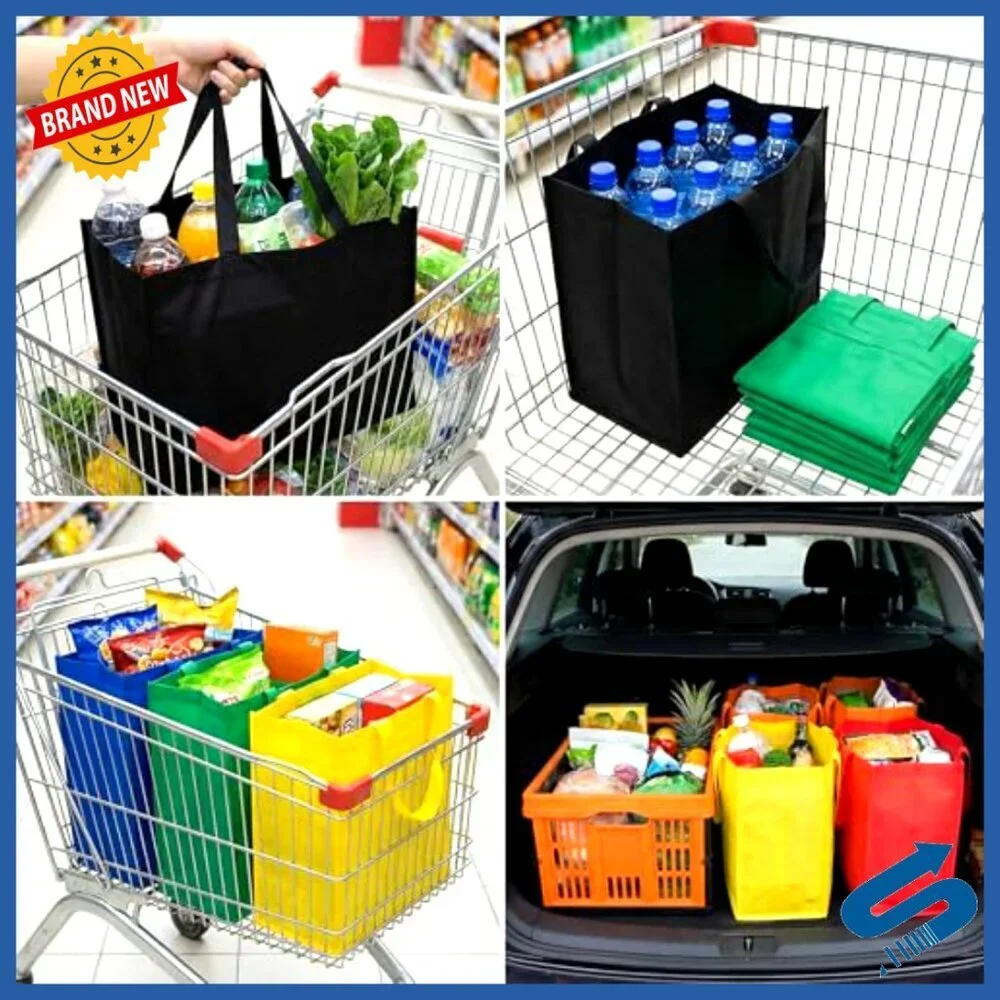 Heavy Duty Reusable Grocery Totes Foldable Washable Large Capacity Storage